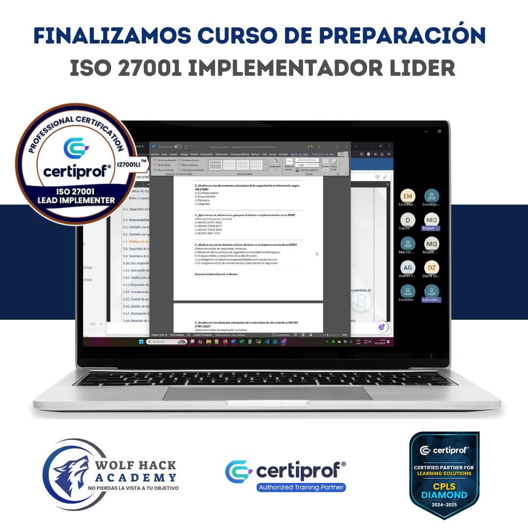 Evidencia visual de ISO 27001 Implementador Líder